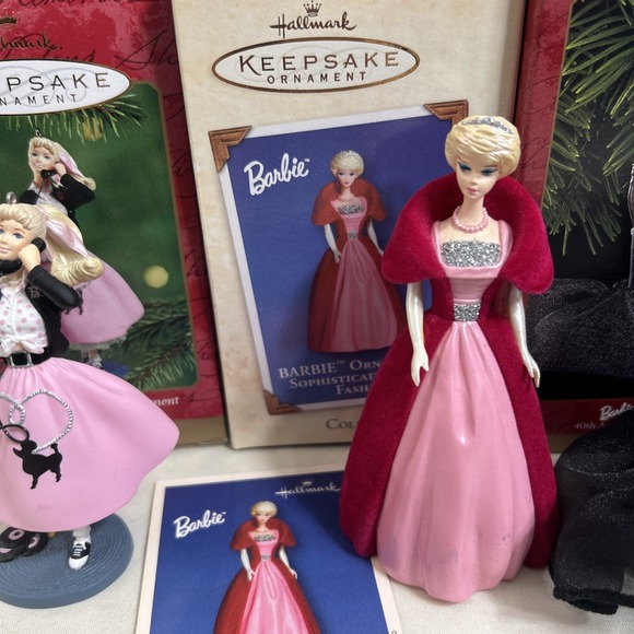 7 Hallmark Keepsake Barbie Ornaments W/ Box Barbie & Kelly 1950s - Picture 5 of 9